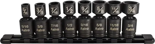 Miniatura 9 de Astro Pneumatic Tool 78344 Dados de Impacto Universal Métricos Nano de 3/8" Drive sin Pasadores (10 Piezas)