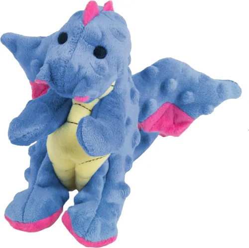 Miniatura 11 de goDog - Juguete de dragón de peluche chirriante para perro, tecnología Chew Guard, color azul claro, tamaño pequeño