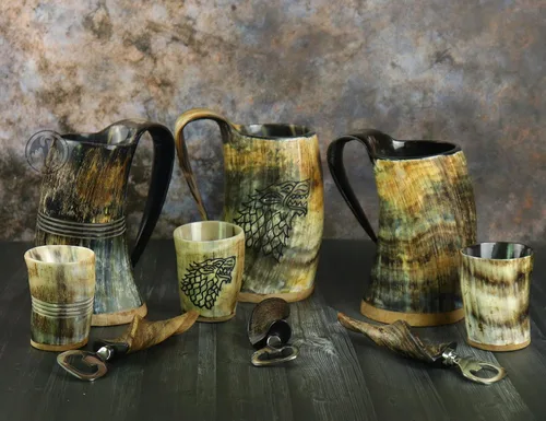Miniatura 6 de Taza de Cuerno Vikingo para Beber, 16-20oz Vaso de Chupito y Abrebotellas Regalos Vikingos Especiales Únicos Hechos a Mano para Hombres y Mujeres