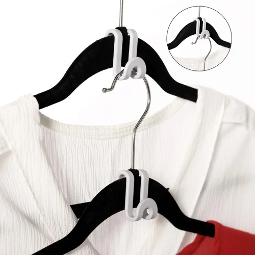 Miniatura 5 de Ganchos de conector para colgar ropa, mini ganchos en cascada para perchas de terciopelo abrazables, resistente ahorro de espacio para armario, 60