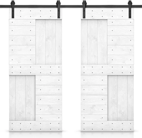 Miniatura 77 de TMS Serie N - Puerta corrediza interior de madera de pino anudada con kit de herrajes deslizantes (32 x 84 pulgadas, blanco)