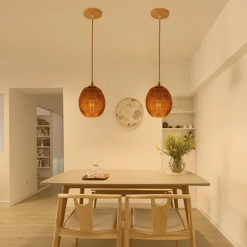 Miniatura 6 de Pantallas de ratán,Cubierta de lámpara colgante de mimbre tejido,Pantalla de ratán Boho para reemplazo de pantalla de lámpara de aplique de pared