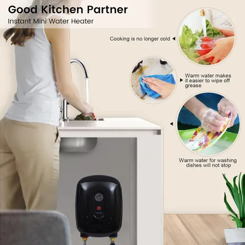 Miniatura 2 de Mini calentador de agua eléctrico sin tanque, 110 V, 3000 W, pequeño calentador de agua caliente instantáneo con pantalla digital LCD para grifo