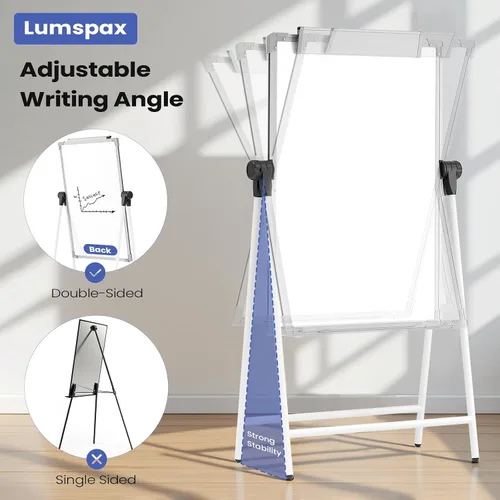 Miniatura 3 de Pizarra blanca grande de doble cara con soportes, caballete de borrado en seco de 36 x 24 pulgadas, caballete portátil con diseño de altura