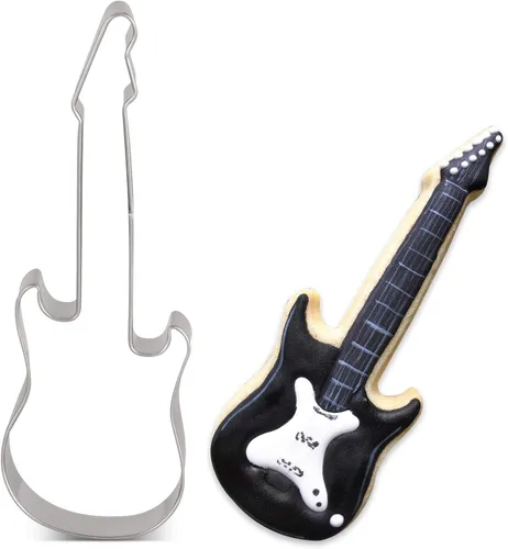 Miniatura 7 de LILIAO Cortador de galletas de guitarra eléctrica, cortador de fondant de galletas de rock and roll, 1.6 x 4.6 pulgadas, acero inoxidable