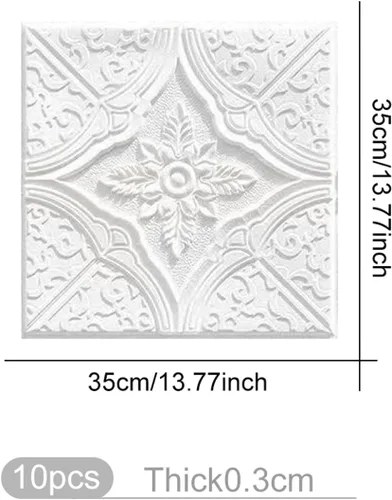 Miniatura 2 de ECYC Ltd 10 paneles de pared de espuma 3D autoadhesivos de 13.78 x 13.78 x 0.12 pulgadas, paneles de pared de flores 3D para despegar y pegar