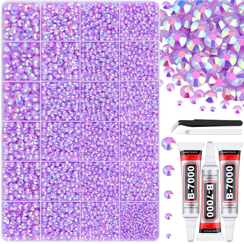 Miniatura 39 de 7000 diamantes de imitación de resina con pinzas para manualidades, diamantes de imitación de gelatina con parte trasera plana de 2/3/4/5/6mm, 4