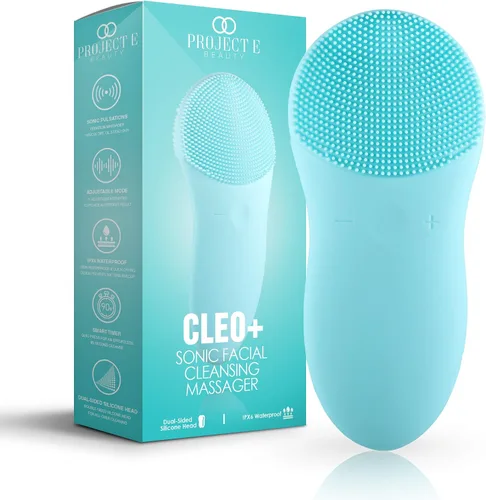 Cleo+ Cepillo de limpieza facial sónico de Project E Beauty | Limpieza diaria | Exfoliante suave | Limpiador facial portátil inalámbrico | Cepillo