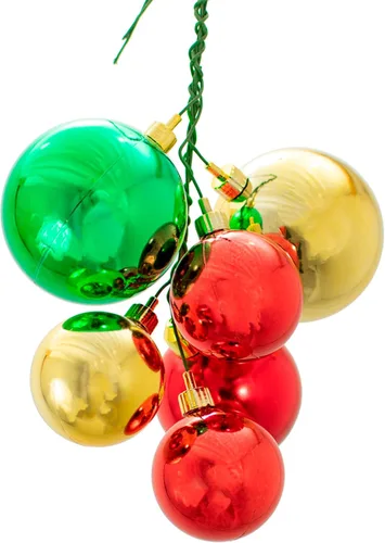 Miniatura 3 de Clásicos racimos de bolas de Navidad con adornos rojos, dorados y verdes, 6 juegos por caja