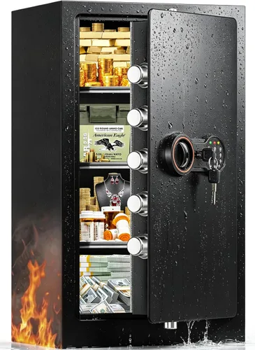Miniatura 13 de [19.7 pulgadas de alto] Caja fuerte grande para el hogar, cajas fuertes antirrobo con sistema de alarma doble, teclado programable y llaves