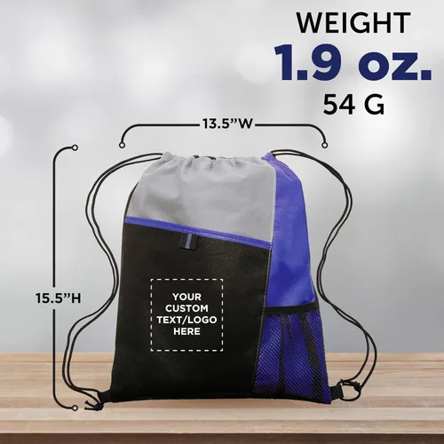 Miniatura 19 de DISCOUNT PROMOS Juego de mochilas con cordón no tejidas personalizadas de 10/50/100, paquete personalizado a granel