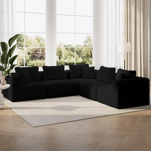 Miniatura 31 de Novilla 141" Sofá seccional modular, sofá seccional moderno en forma de nube con soporte Smarts Coil™, sofá sin huesos en forma de U para sala
