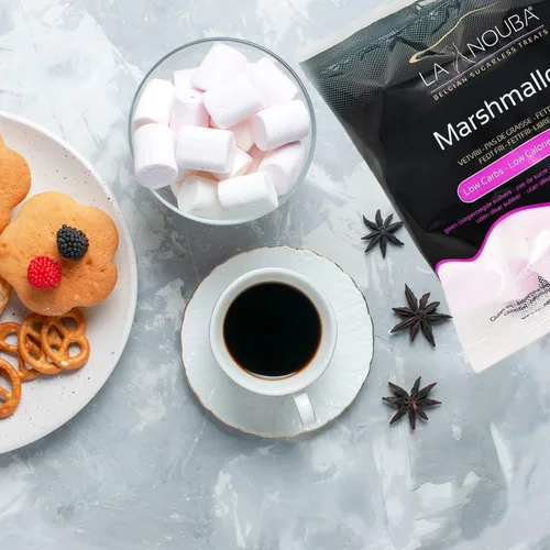Miniatura 5 de Malvaviscos sin azúcar de La Nouba – Paquete de 2.7 oz. – Snack bajo en calorías, bajo en carbohidratos, sin grasa y sin gluten – Sabor delicioso