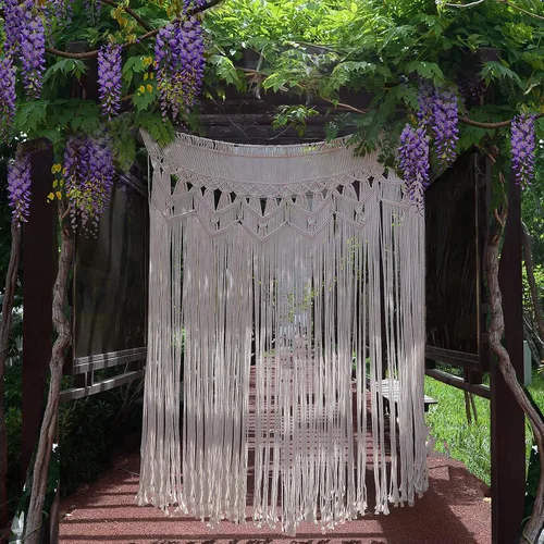 Cortinas bohemias de macramé para puerta/puerta, divisores de habitación, 52 pulgadas de ancho x 74 pulgadas de alto