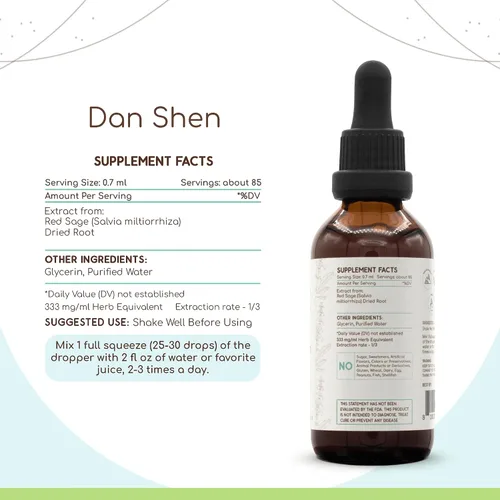 Miniatura 3 de HerbEra Dan Shen - Extracto de hierbas sin alcohol, gotas líquidas concentradas, salvia roja natural (Danshen, Salvia Miltiorrhiza) raíz seca