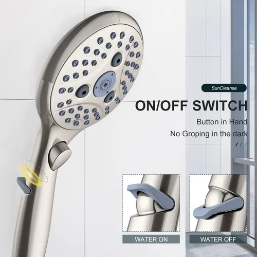 Miniatura 3 de SunCleanse Sistema de regadera, juego completo de grifo de ducha de lluvia para baño con cabezal de regadera de mano de 7 ajustes, incluye válvula