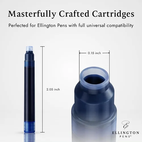 Miniatura 3 de Ellington Pens Paquete de 24 repuestos de tinta para pluma estilográfica azul y negro, cartuchos de tamaño estándar internacional, tinta para pluma