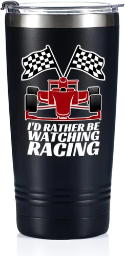 Onebttl Taza de Café de Viaje para Amantes de Carreras de Auto, Taza Termo Aislada de Acero Inoxidable 590ml/20oz, Mensaje "Preferiría estar viendo