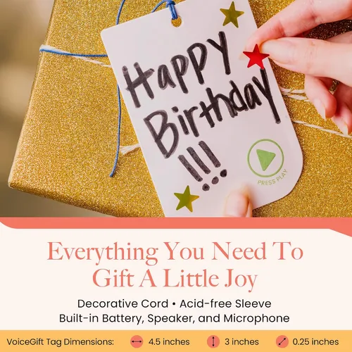 Miniatura 8 de VoiceGift Etiqueta: 1 paquete de etiqueta de felicitación de audio con grabadora de voz, tarjeta de regalo grabable con múltiples mensajes