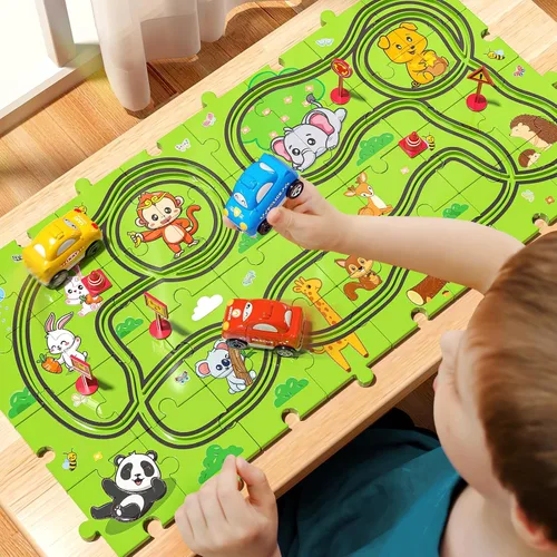 Miniatura 2 de JUKUDAHU Juego de 64 Piezas de Pista de Carreras de Rompecabezas para Niños de 3 4 5 6 Años - Juguetes de Pistas de Rompecabezas para Niños de 3-5