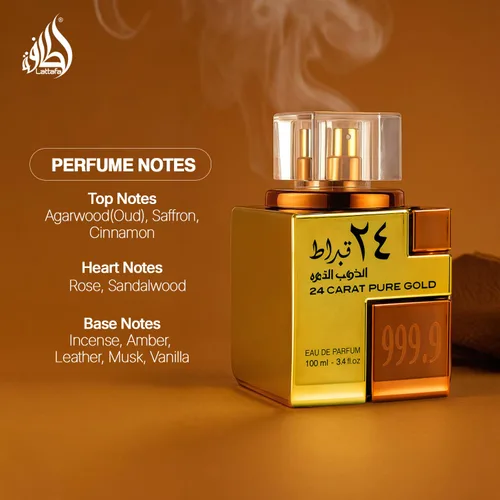 Miniatura 5 de Lattafa Eau De Parfum Spray de Oro Puro de 24 Quilates Unisex 3.4 Oz