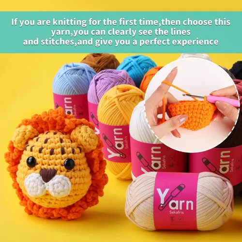 Miniatura 2 de Hilo de Crochet con Hilo de Algodón para Crochet – Hilos de Crochet Tejido para Principiantes con Puntadas Fáciles de Ver – Hilo para Crochet