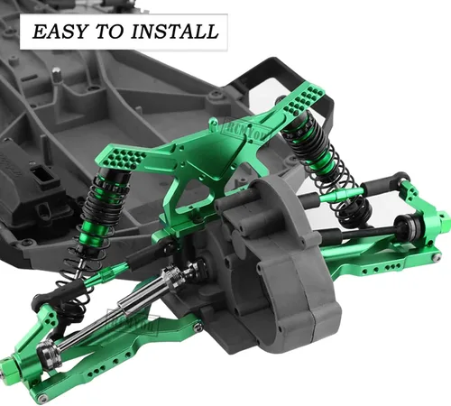 Miniatura 3 de RC Upgrades Part para 1/10 Slash 2WD/Stampede 2WD/Rustler 2WD/Bandit 2WD, eje de transmisión RC CVD ejes y tensores de aleación Camber Links, verde