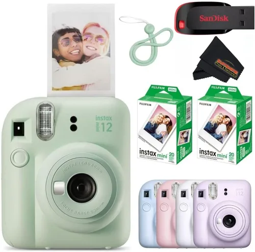 Miniatura 9 de Fujifilm Instax Mini 12 cámara instantánea Blossom Pink con unidad flash USB Sandisk de 32 GB + paquete de película Fujifilm Instax Mini de 40