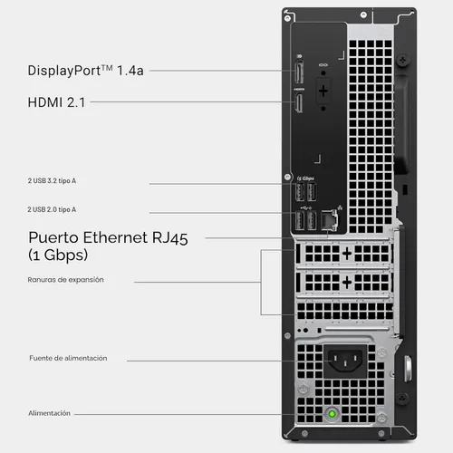 Miniatura 8 de Dell Slim Desktop ECS1250 - Procesador Intel Core Ultra 5-225, gráficos UHD, memoria de 16 GB, SSD M.2 de 512 GB, lector de tarjetas SD 3.0, teclado