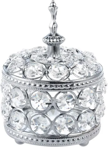 Feyarl Joyero de cristal, organizador de joyas, caja de anillos, caja del tesoro, superficie de espejo de recuerdo con tapa para San Valentín, boda,