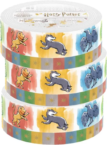 Paper House Productions Harry Potter - Juego de 3 rollos de cinta washi decorativa de papel de aluminio para álbumes de recortes y manualidades,