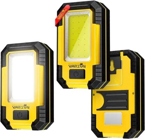 WARSUN 3 piezas de luces de trabajo LED recargables, luz mecánica magnética portátil para reparación de automóviles, camping, 30 W, 1200 lúmenes de