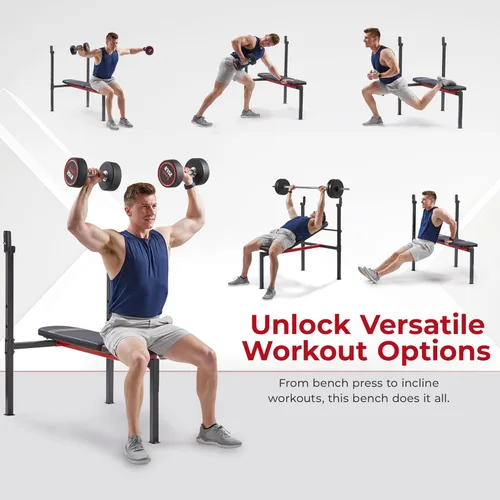 Miniatura 2 de Sunny Health & Fitness Multi-Function Adjustable Weight Bench with Squat Rack & Barbell Rack, Full Body Strength Training Equipment for Home Gym
