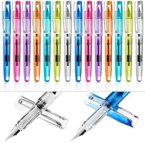 Miniatura 8 de 16 bolígrafos estilográficos desechables recargables para escribir punta fina, pluma de tinta de firma con pistón, para caligrafía, pintura, dibujo