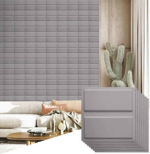 Miniatura 10 de Paquete de 12 paneles de pared 3D para decoración de pared interior, paneles de pared decorativos para oficina, sala de estar, dormitorio, vestíbulo