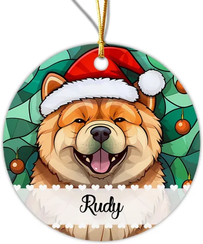Chow Chow - Adorno decorativo para árbol de Navidad 2026, adorno personalizado para sombrero de Navidad, regalo de adornos de Navidad para perros