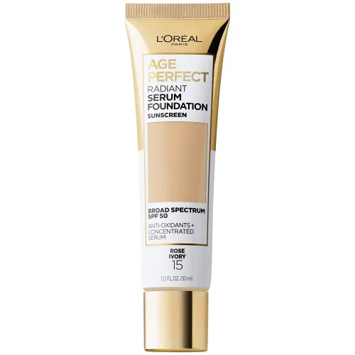 Miniatura 32 de L'Oreal Paris Age Perfect Base de suero radiante con SPF 50, Rosa Miel, 1 fl. oz. Rosa (honey rose)