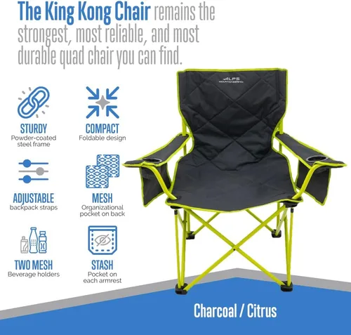 Miniatura 4 de ALPS Mountaineering King Kong - Sillas de camping para adultos con portavasos de malla y bolsillos, construidas duraderas y fiables con marco