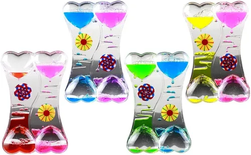Miniatura 4 de MG554zy0 Doble Corazón Líquido Movimiento Burbuja de Goteo Aceite de Arena Reloj Temporizador Reloj de Juguete para Niños Regalo Doble Corazón