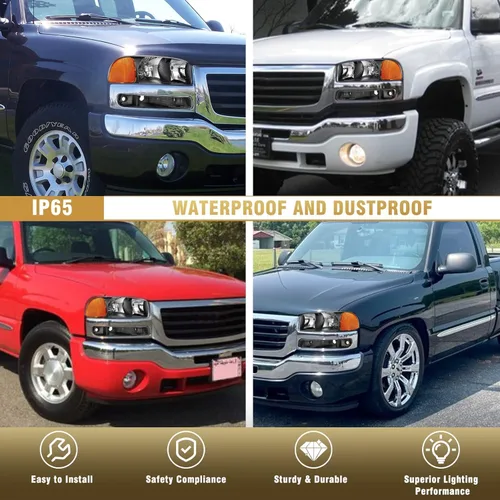 Miniatura 3 de AS Faros compatibles con GMC Sierra 1500HD 2500HD/2007 1500 2500 3500 Classic / 00-06 Yukon 1500/2500XL (Excepto modelo Denali)