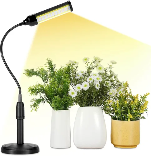 Luces de cultivo para plantas de interior, luz LED de crecimiento con base de espectro completo, 50 LED, blanco cálido para lámpara de cultivo de