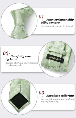 Miniatura 140 de Corbatas florales tejidas clásicas para hombre, corbata cuadrada de bolsillo, corbatas formales para hombres, boda con pañuelo