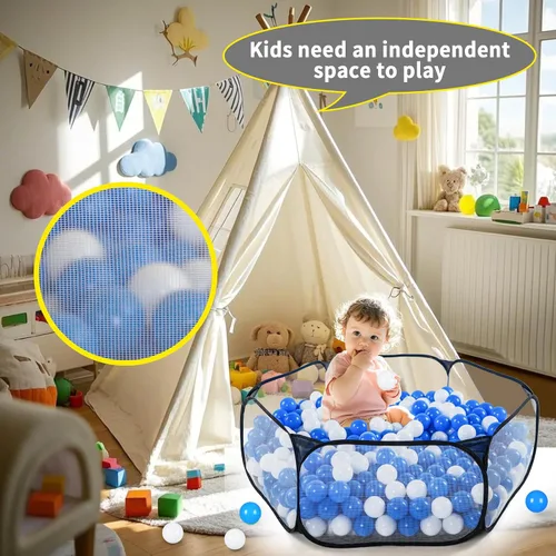 Miniatura 3 de STARBOLO Tienda de campaña para niños con pelotas, plegable para niños pequeños, piscina de pelotas, valla de gateo para interiores y exteriores