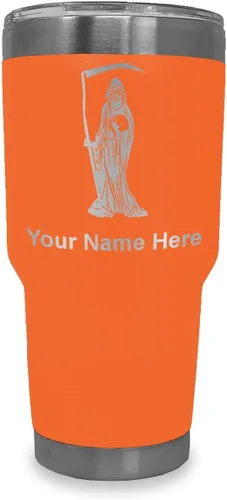 Miniatura 9 de LaserGram Vaso aislado al vacío de 20 onzas, Santa Muerte, grabado personalizado incluido (negro)