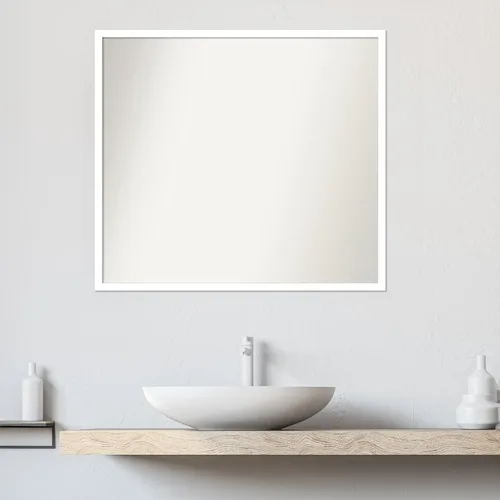 Miniatura 835 de Amanti Art Espejo de baño blanco para sobre el fregadero, 32 x 45 pulgadas, espejo de tocador rectangular blanco esbelto, marco de madera moderno
