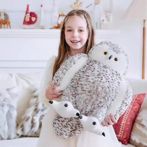 Miniatura 3 de IKASA Juguete de peluche gigante realista de búho nevado, 17 pulgadas, juguetes suaves y bonitos de tamaño grande, enorme peluche jumbo, regalos