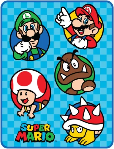 Franco Nintendo Super Mario Gaming - Ropa de cama para niños, manta súper suave de micro raschel, 46 x 60 pulgadas, (producto oficial con licencia)