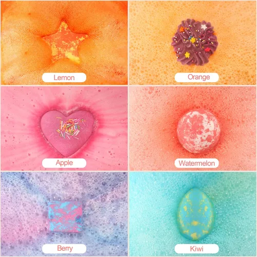 Miniatura 3 de DUAIU 6 bombas de baño de burbujas gaseosas para niños y mujeres, juego de regalo de bombas de baño naturales orgánicas para niños con aceites