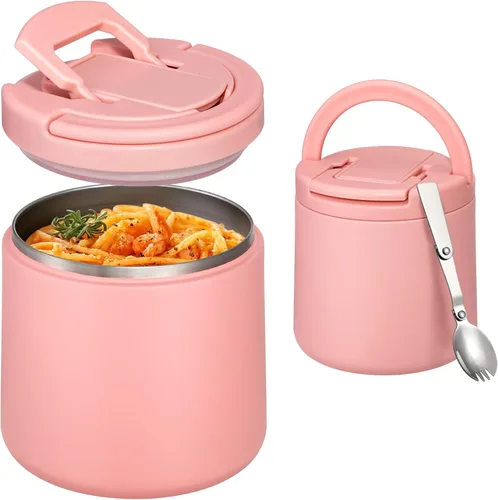 Miniatura 12 de Itslife Termo de sopa aislado al vacío de 14 onzas para comida caliente, recipiente de almuerzo para niños con tapa de hebilla a prueba de fugas