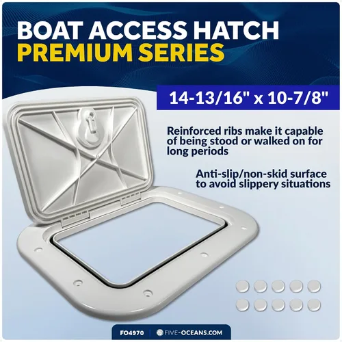 Miniatura 2 de Five Oceans Escotilla de barco, escotilla de acceso marítimo, tapa rectangular para escotilla de barco con pestillo de bloqueo, color blanco roto